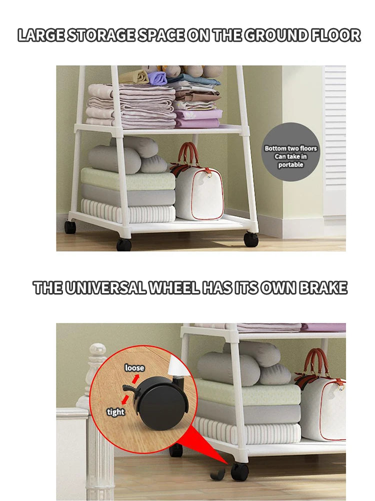 Floor Mounted Clothes Rack, Simple Clothes Hanger, Hat Rack, Triangular Folding Bedroom, Household, Indoor Hanging Bag, Clothes