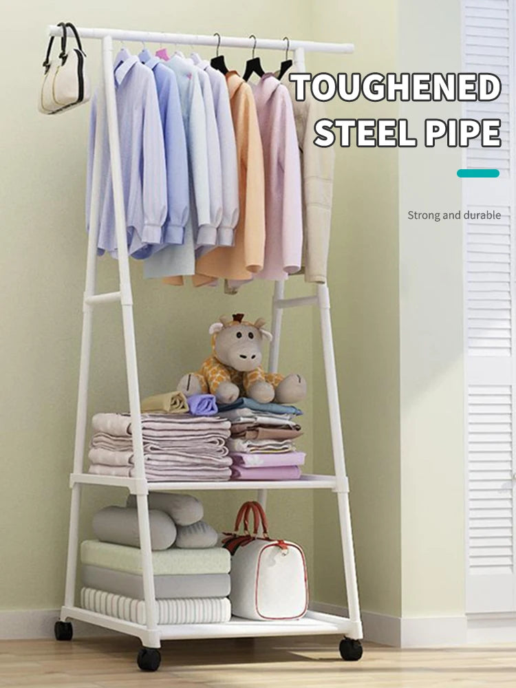 Floor Mounted Clothes Rack, Simple Clothes Hanger, Hat Rack, Triangular Folding Bedroom, Household, Indoor Hanging Bag, Clothes