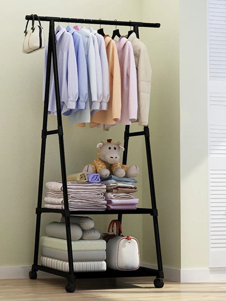 Floor Mounted Clothes Rack, Simple Clothes Hanger, Hat Rack, Triangular Folding Bedroom, Household, Indoor Hanging Bag, Clothes