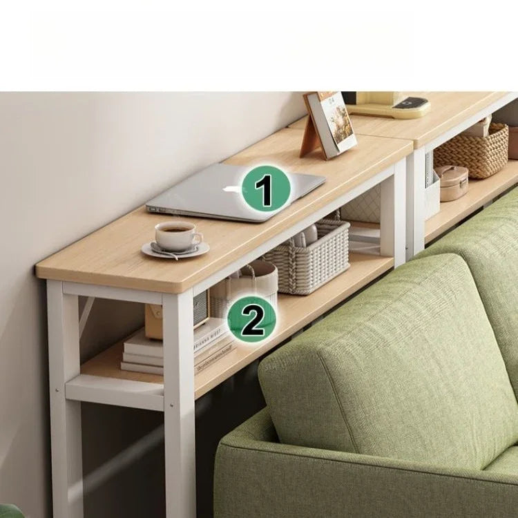 Multifunctional Sofa Back Shelf Coffee Table Storage Racks Wood Table Organizer Rack Table for Living Room Office Bedroom