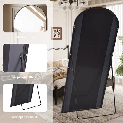 71"x 26.2" Arched Full Length Mirror Full Body Floor Mirrors Black