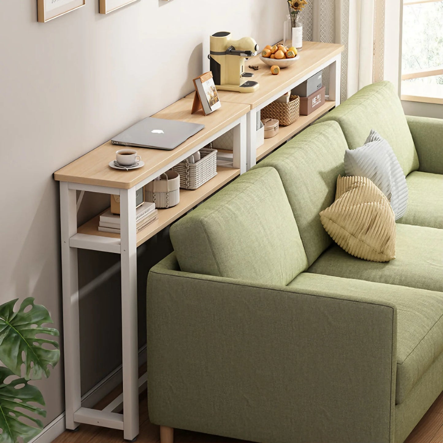 Multifunctional Sofa Back Shelf Coffee Table Storage Racks Wood Table Organizer Rack Table for Living Room Office Bedroom