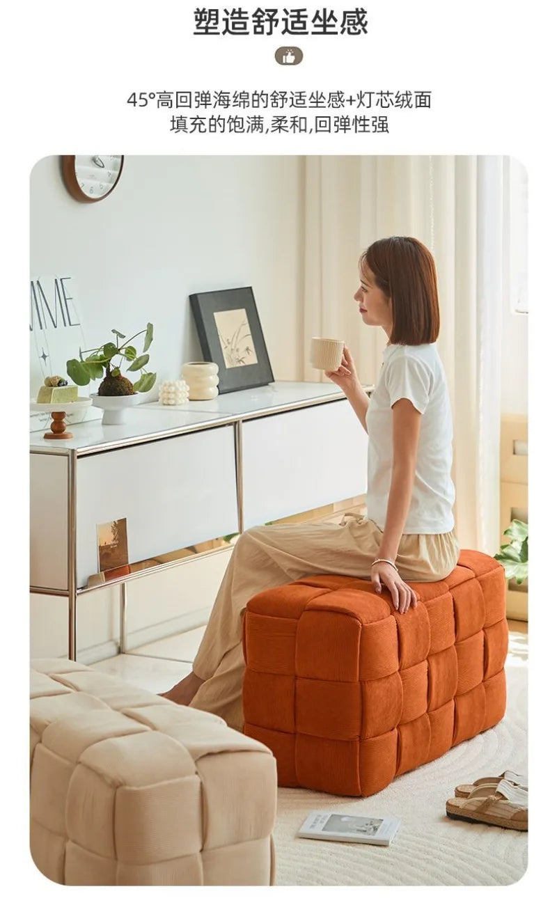 Modern Solid Wood Stool - Minimalist Ottoman Bench for Entryway, Living Room & Shoe Changing! #HomeDecor #FurnitureMustHaves