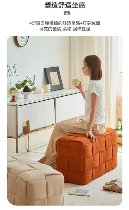 Modern Solid Wood Stool - Minimalist Ottoman Bench for Entryway, Living Room & Shoe Changing! #HomeDecor #FurnitureMustHaves