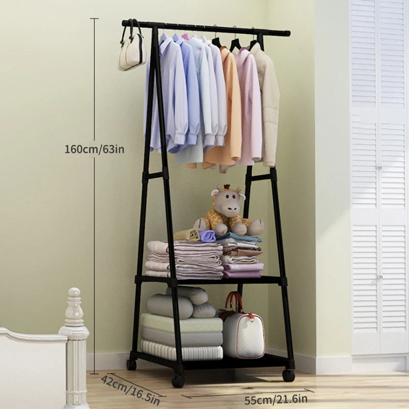Floor Mounted Clothes Rack, Simple Clothes Hanger, Hat Rack, Triangular Folding Bedroom, Household, Indoor Hanging Bag, Clothes