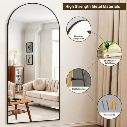 71"x 26.2" Arched Full Length Mirror Full Body Floor Mirrors Black