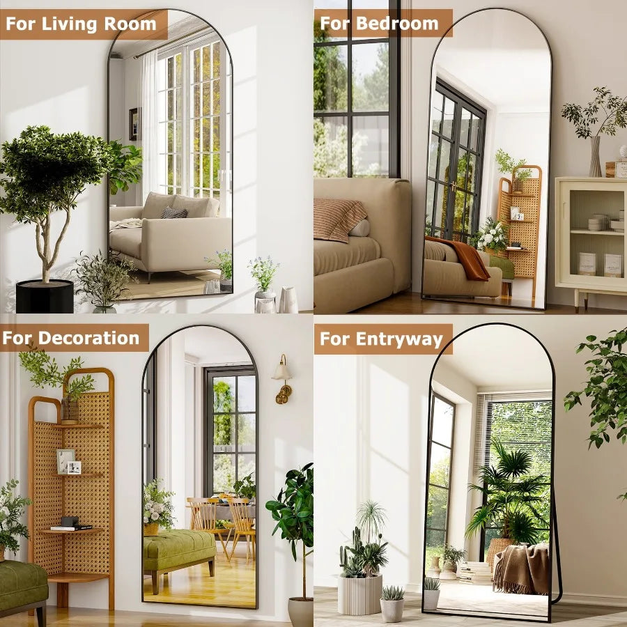 71"x 26.2" Arched Full Length Mirror Full Body Floor Mirrors Black