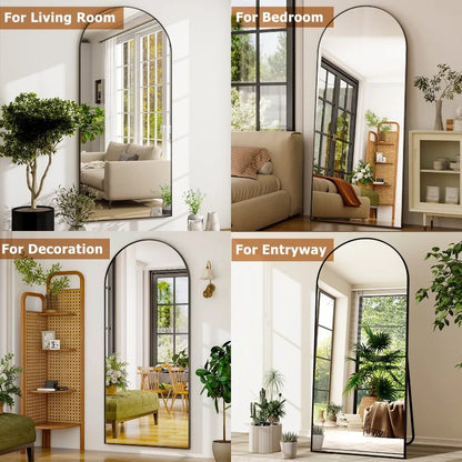 71"x 26.2" Arched Full Length Mirror Full Body Floor Mirrors Black